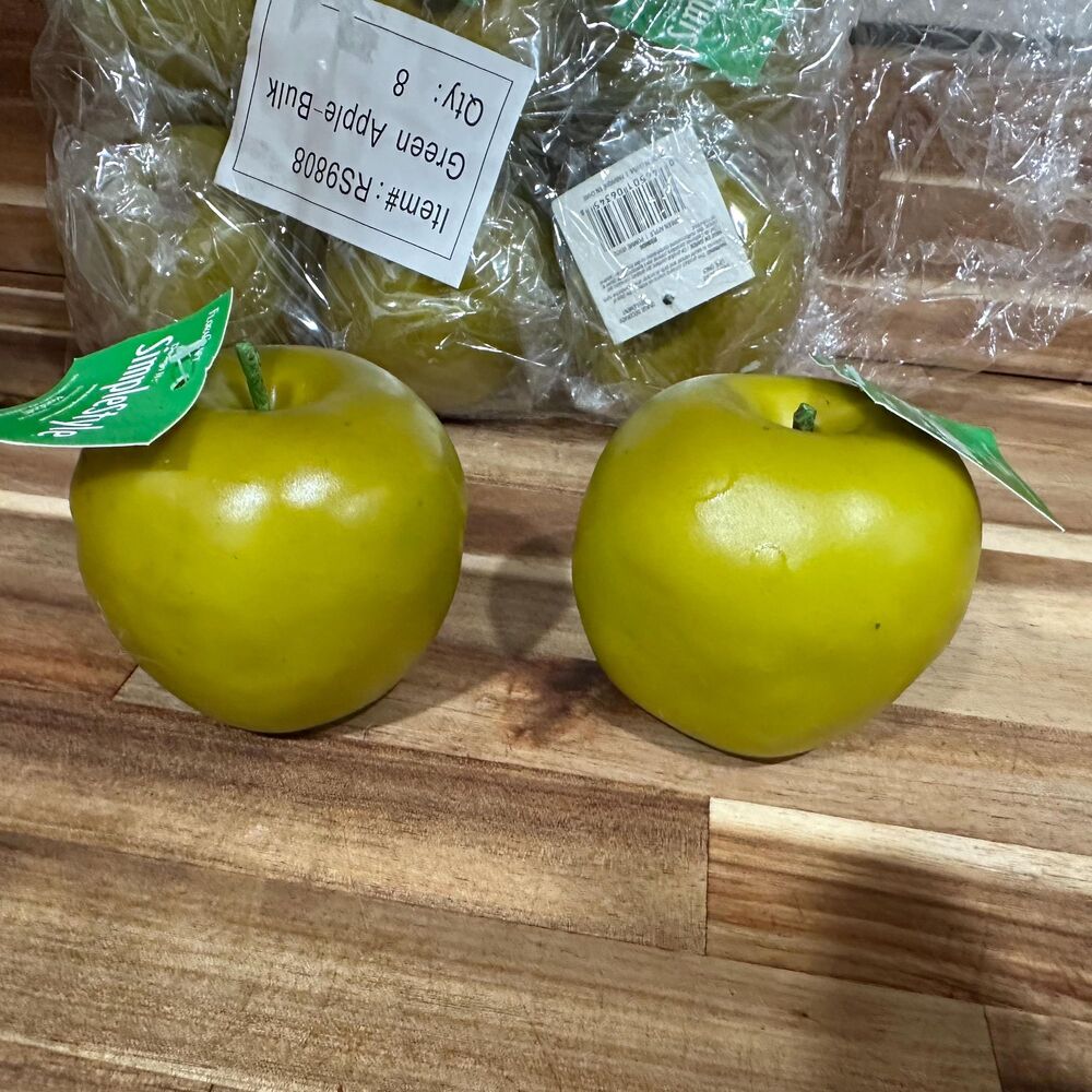 Bag 8 Individually Wrapped SimpleStyle Artificial Golden Green Apples Realistic